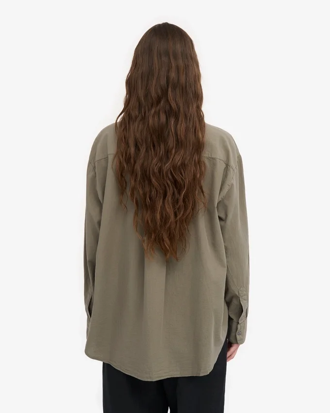 Chemise oversize en coton bio - Olive poudré