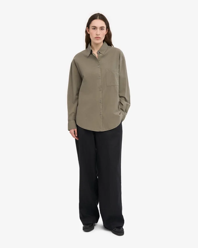Chemise oversize en coton bio - Olive poudré