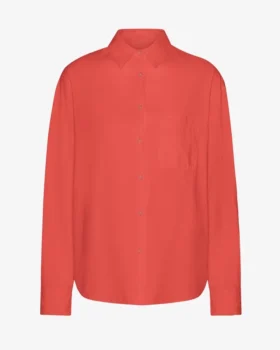 Chemise oversize en coton bio - Rouge mandarine