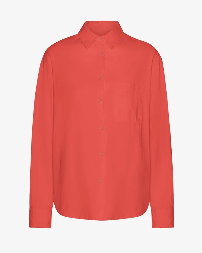 Chemise oversize en coton bio - Rouge mandarine