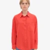 Chemise oversize en coton bio - Rouge mandarine