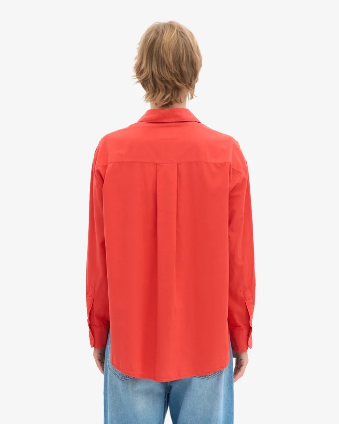 Chemise oversize en coton bio - Rouge mandarine