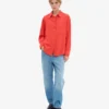 Chemise oversize en coton bio - Rouge mandarine