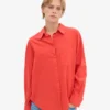 Chemise oversize en coton bio - Rouge mandarine