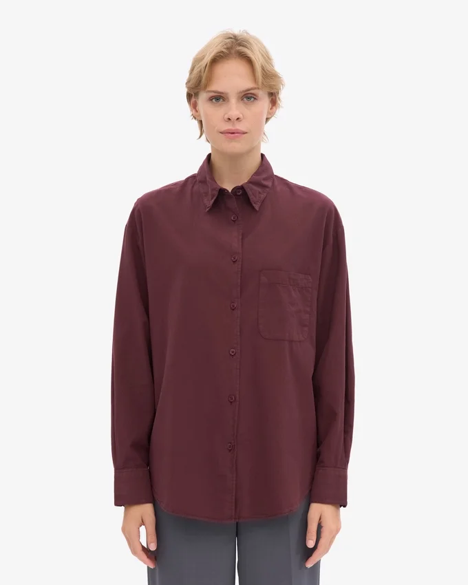 Chemise oversize en coton bio - Rouge sang de bœuf