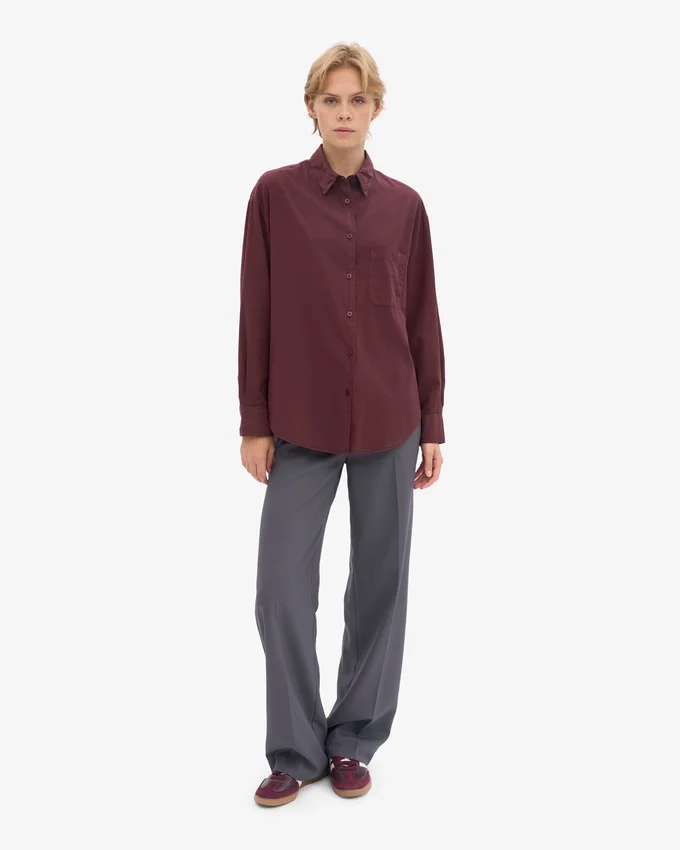 Chemise oversize en coton bio - Rouge sang de bœuf