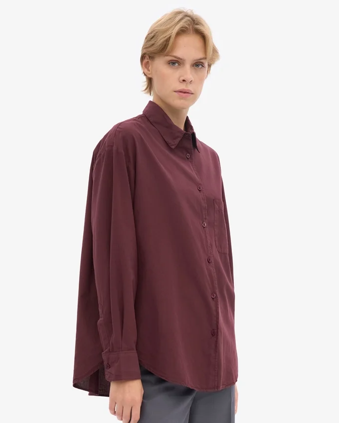 Chemise oversize en coton bio - Rouge sang de bœuf