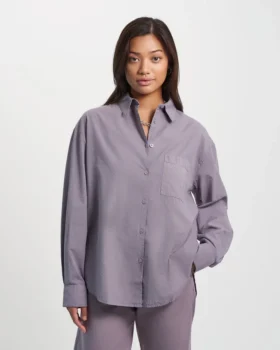 Chemise oversize en coton bio – Vert chasseur