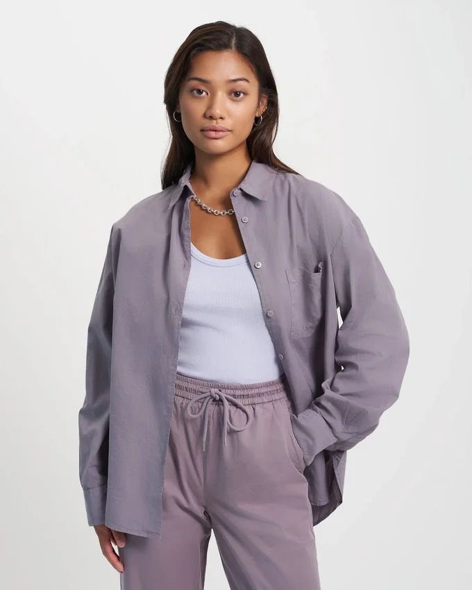 Chemise oversize en coton bio - Vert chasseur