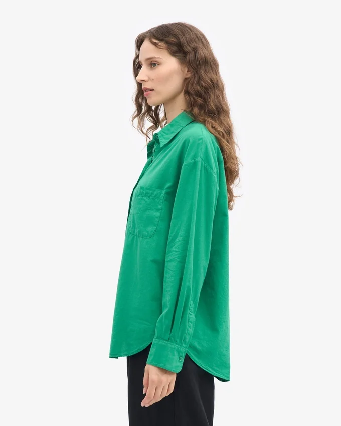 Chemise oversize en coton bio - Vert Kelly