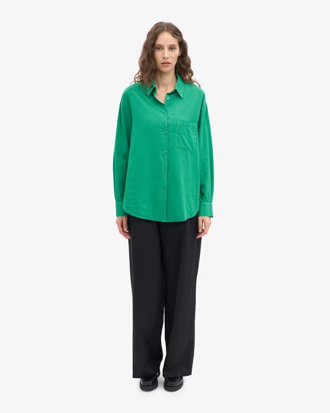 Chemise oversize en coton bio - Vert Kelly