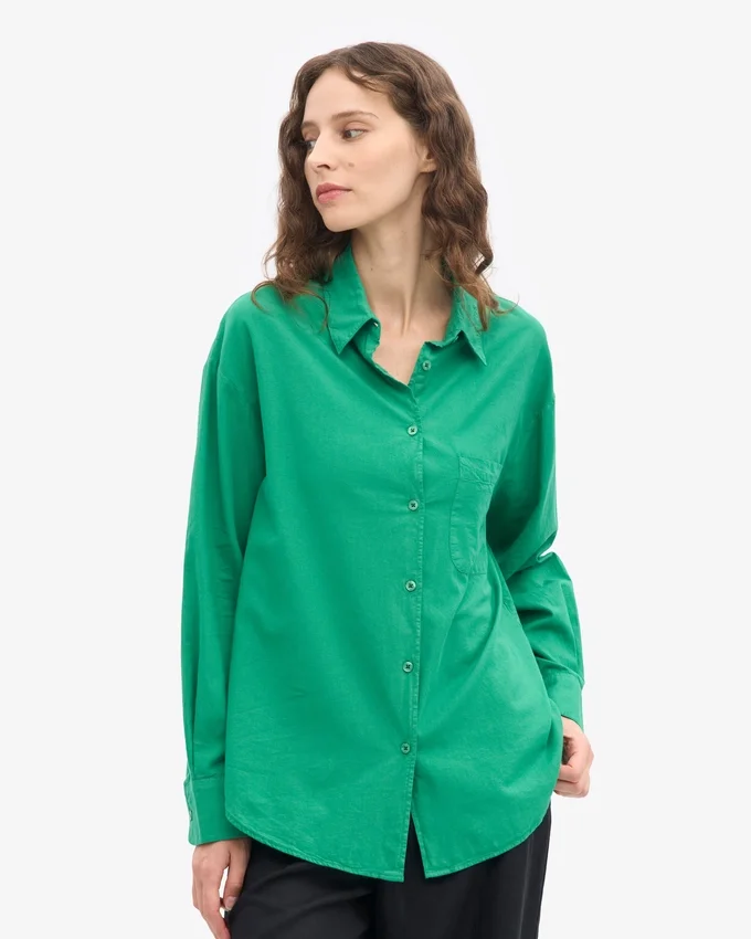 Chemise oversize en coton bio - Vert Kelly