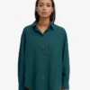 Chemise oversize en coton bio - Vert océan
