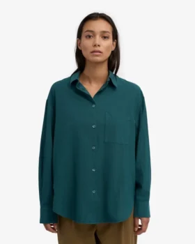 Chemise oversize en coton bio – Vert océan