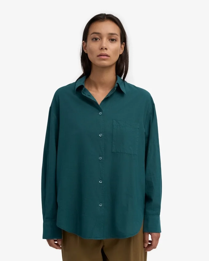 Chemise oversize en coton bio - Vert océan
