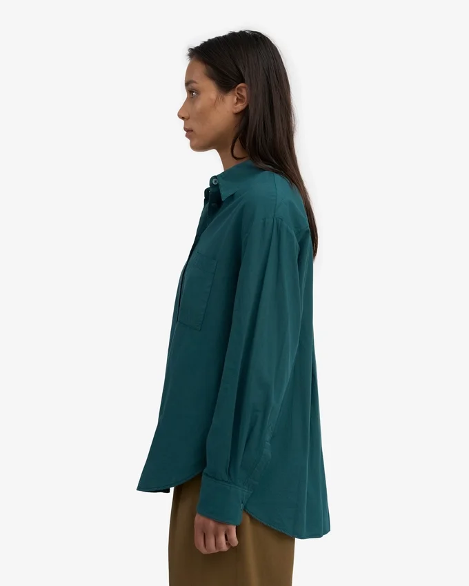 Chemise oversize en coton bio - Vert océan