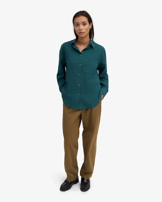Chemise oversize en coton bio - Vert océan