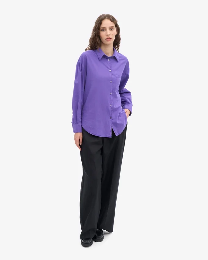 Chemise oversize en coton bio - Violet ultra