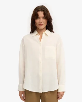 Chemise oversize en lin – Blanc ivoire