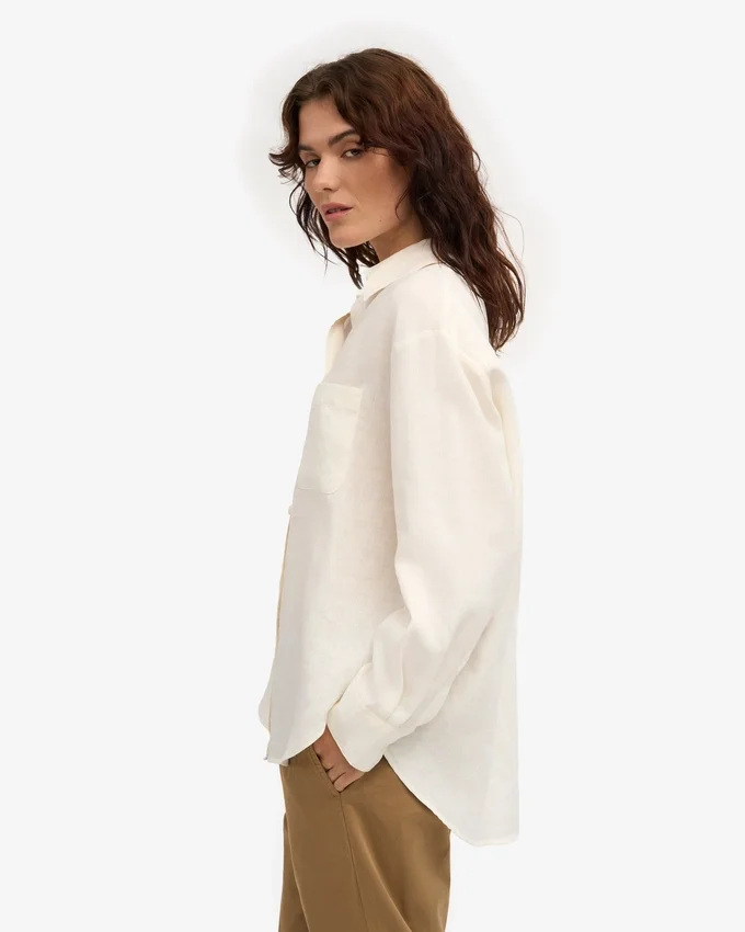 Chemise oversize en lin - Blanc ivoire