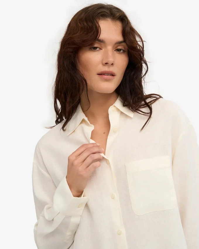 Chemise oversize en lin - Blanc ivoire