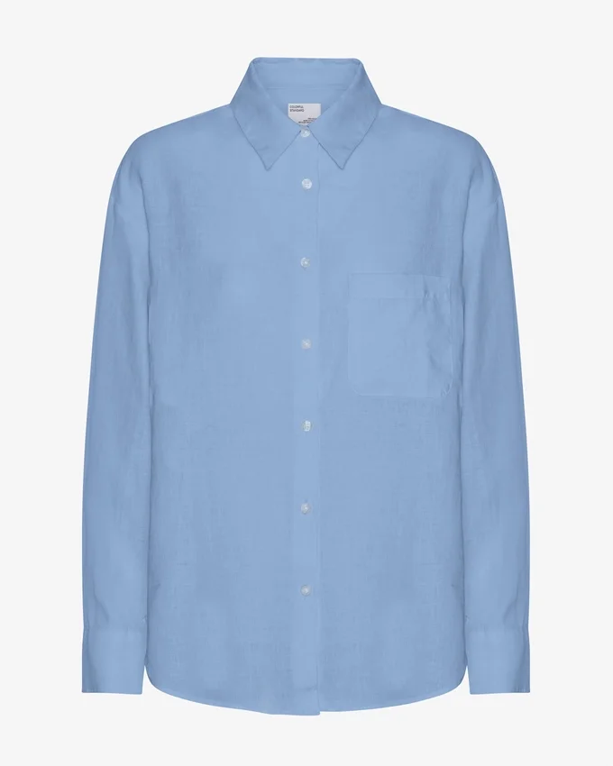 Chemise oversize en lin - Bleu bord de mer