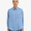 Chemise oversize en lin - Bleu bord de mer