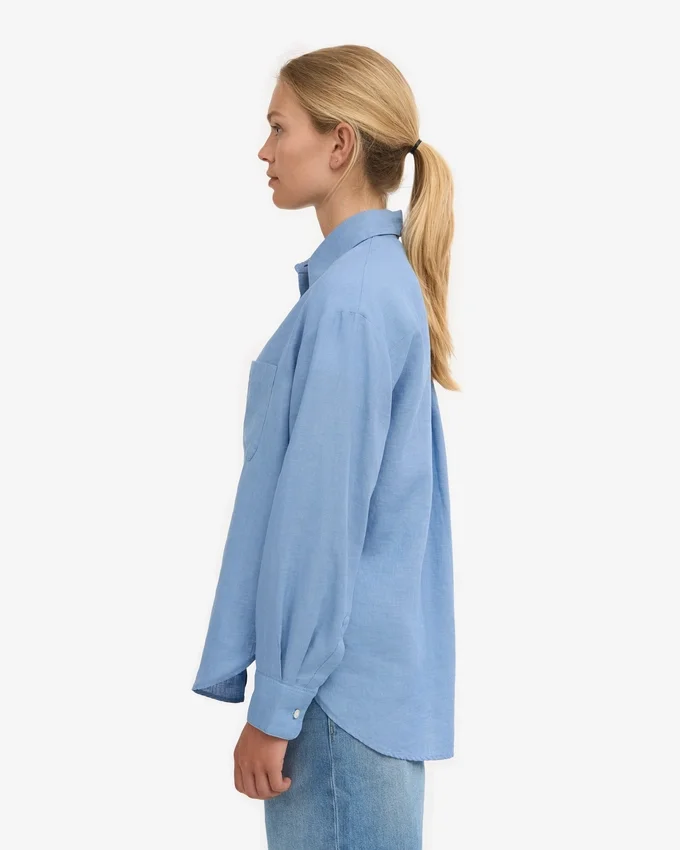 Chemise oversize en lin - Bleu bord de mer