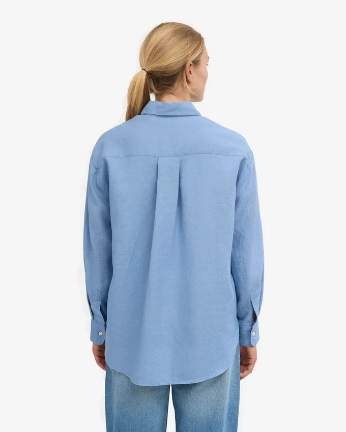 Chemise oversize en lin - Bleu bord de mer