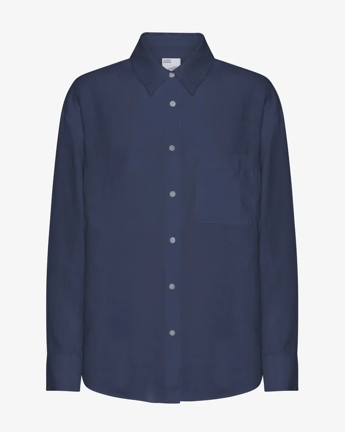Chemise oversize en lin - Bleu marine