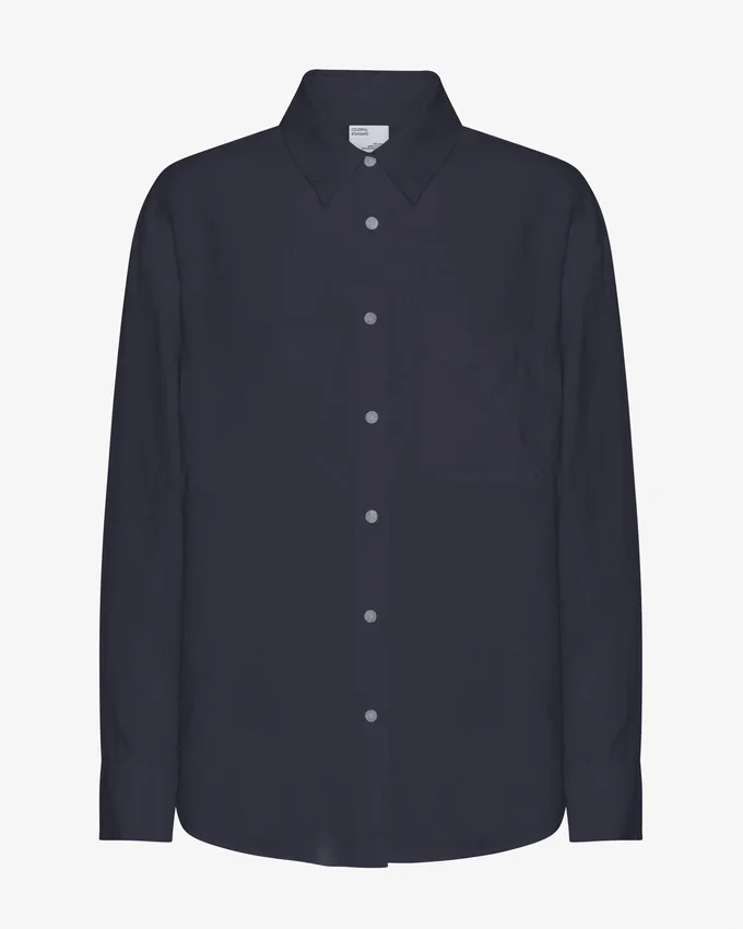 Chemise oversize en lin - Bleu marine