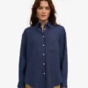 Chemise oversize en lin - Bleu marine