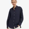 Chemise oversize en lin - Bleu marine