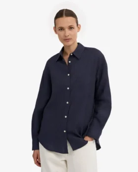 Chemise oversize en lin – Bleu marine