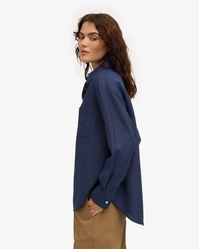 Chemise oversize en lin - Bleu marine