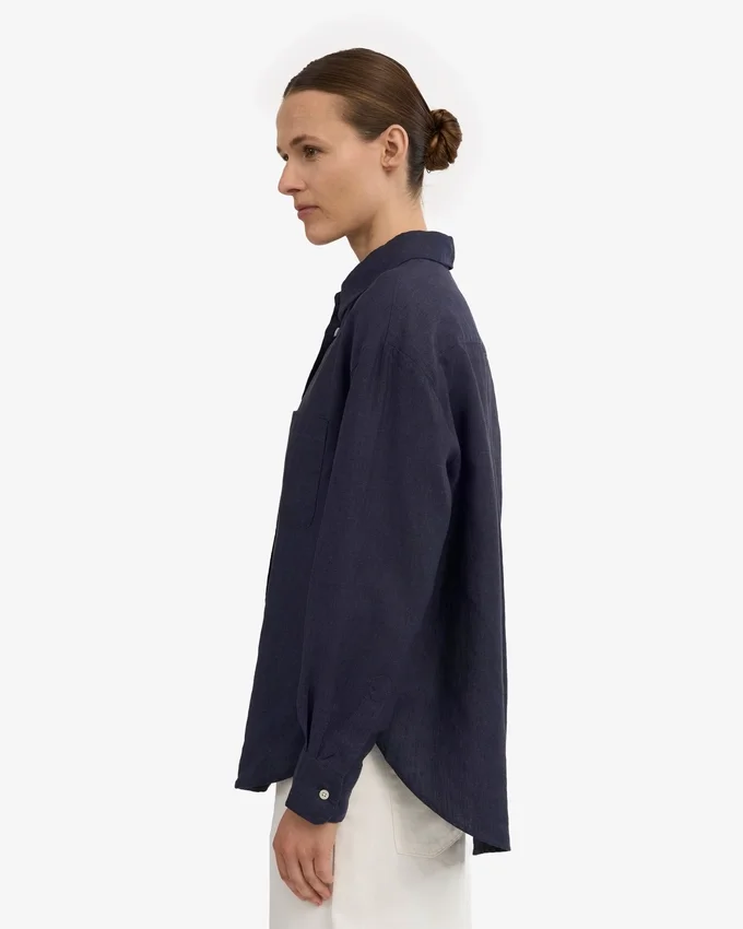 Chemise oversize en lin - Bleu marine