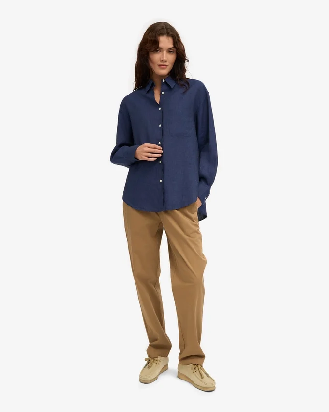 Chemise oversize en lin - Bleu marine