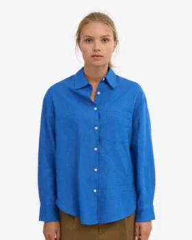 Chemise oversize en lin – Bleu Pacifique