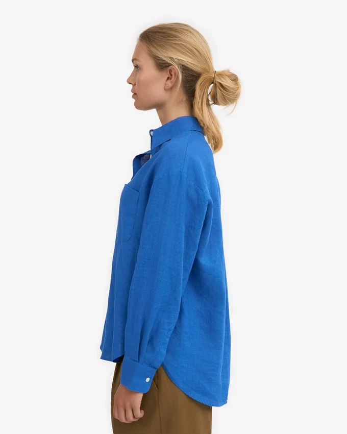 Chemise oversize en lin - Bleu Pacifique