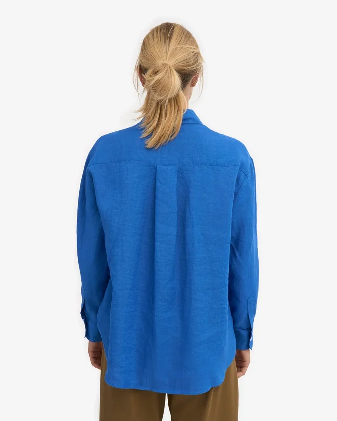 Chemise oversize en lin - Bleu Pacifique