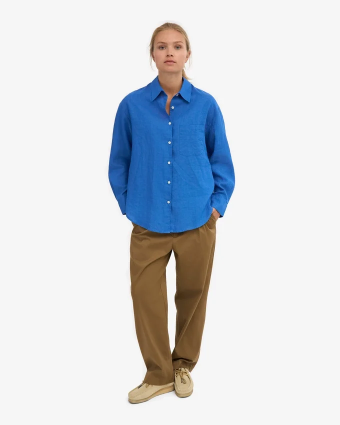 Chemise oversize en lin - Bleu Pacifique