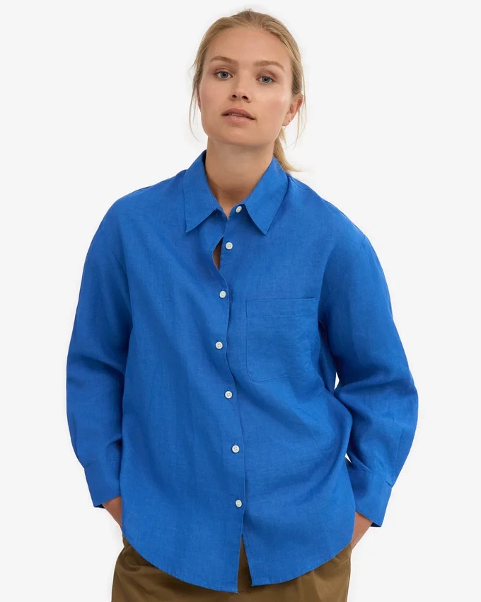 Chemise oversize en lin - Bleu Pacifique