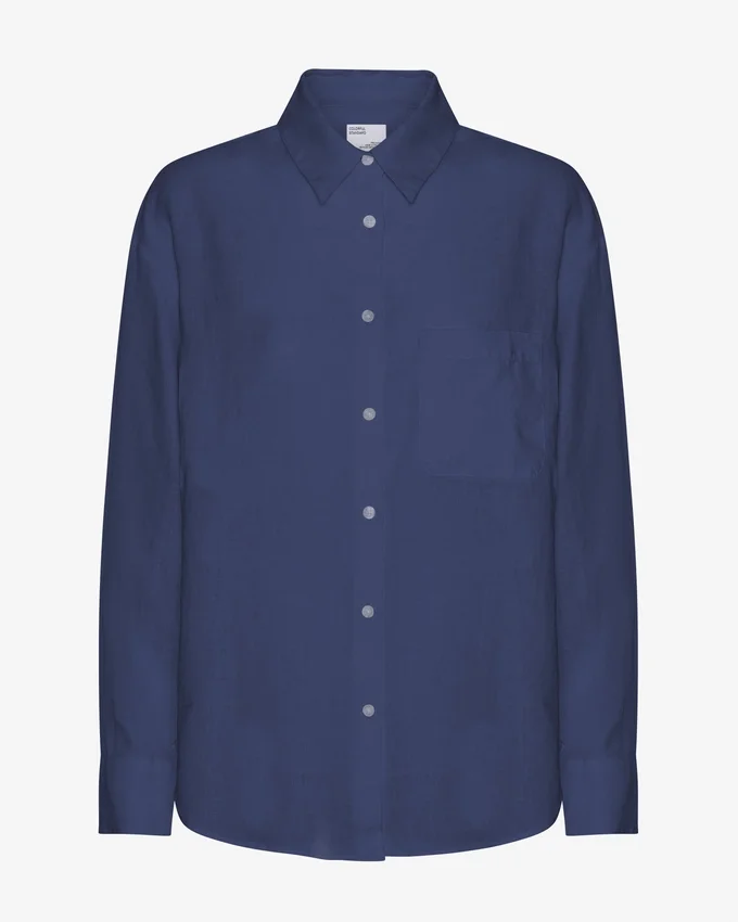 Chemise oversize en lin - Bleu pétrole