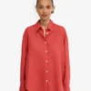 Chemise oversize en lin - Bleu pétrole