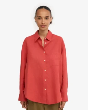 Chemise oversize en lin – Bleu pétrole
