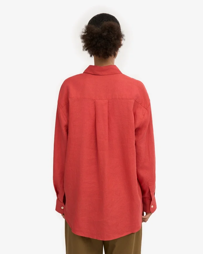 Chemise oversize en lin - Bleu pétrole