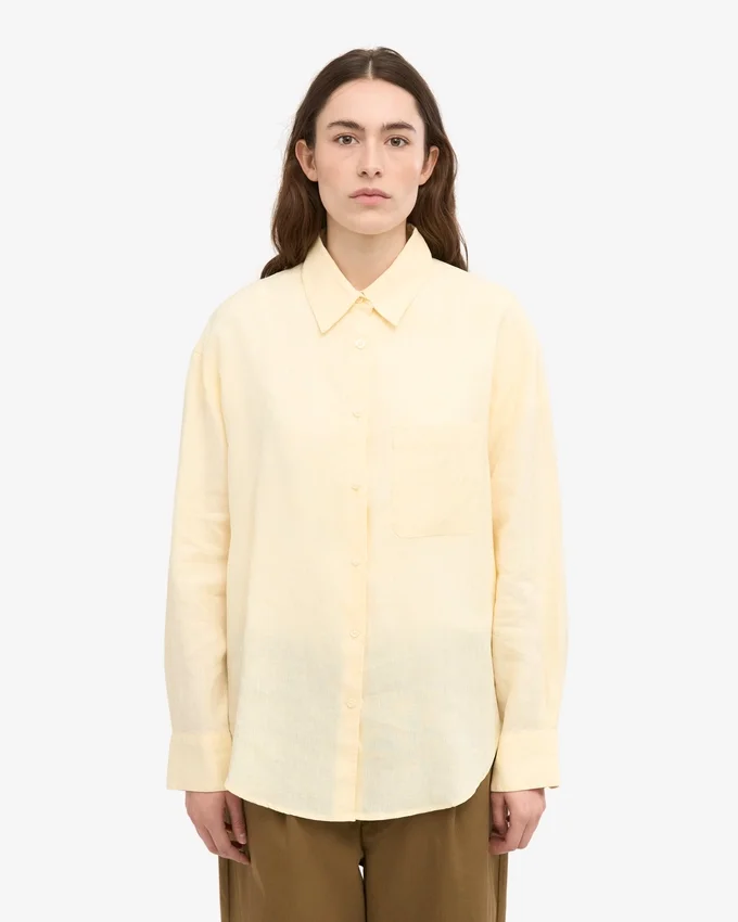 Chemise oversize en lin - Jaune pâle