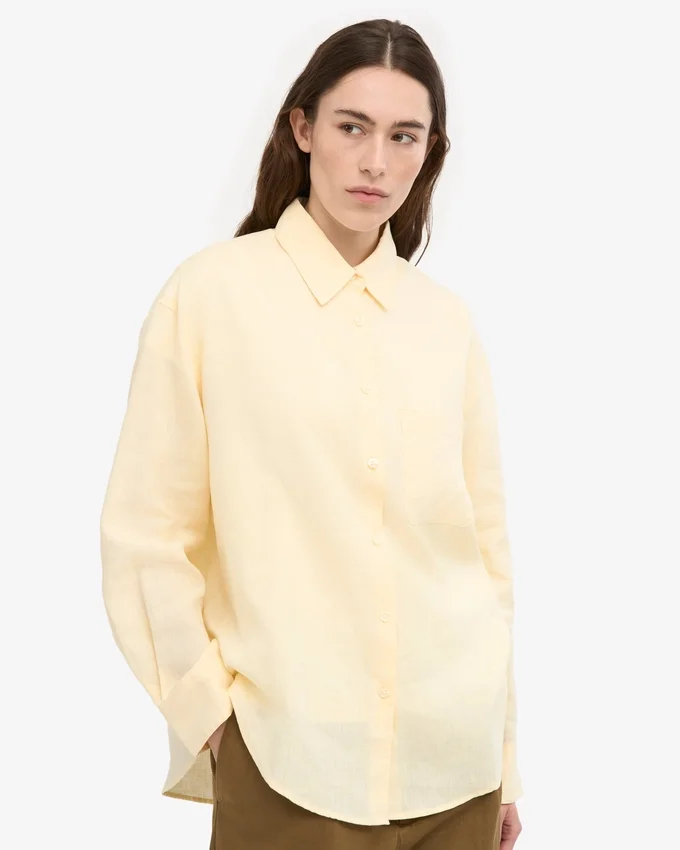 Chemise oversize en lin - Jaune pâle