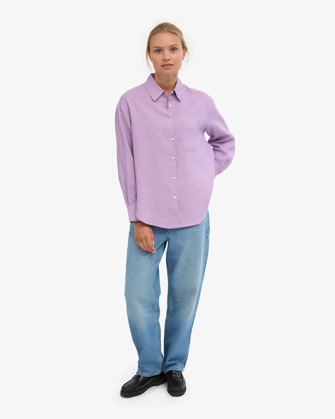 Chemise oversize en lin - Lavande pâle