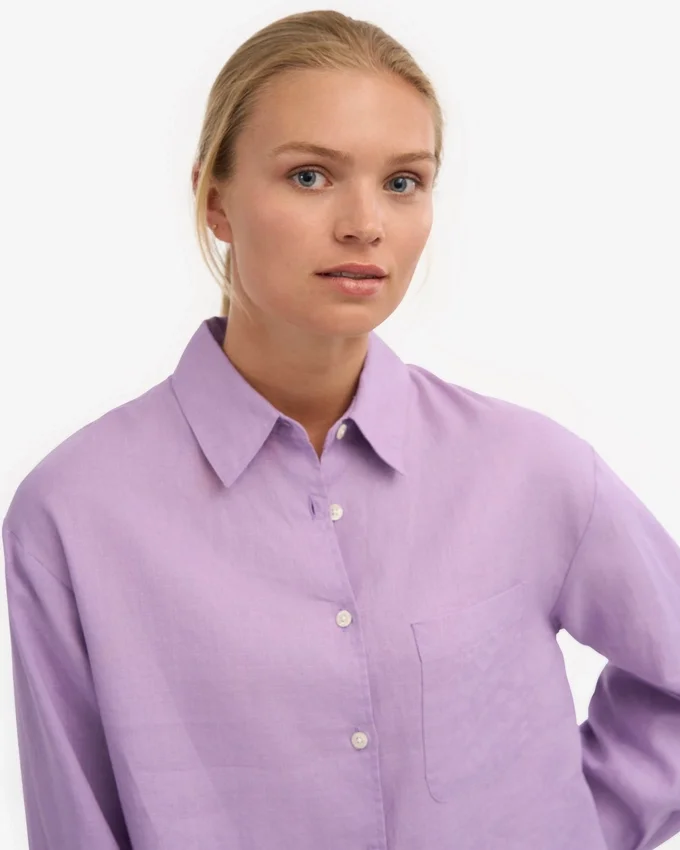 Chemise oversize en lin - Lavande pâle